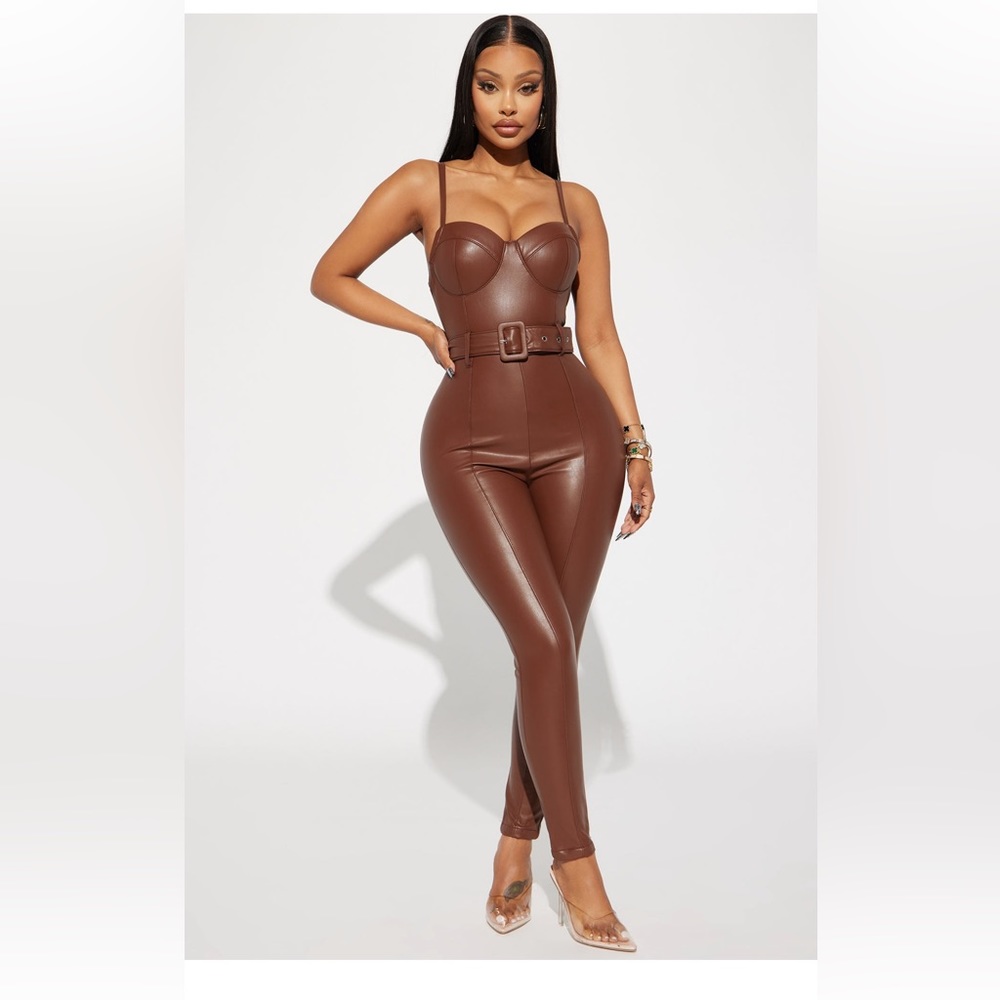 Faux Leather Jumpsuit-New